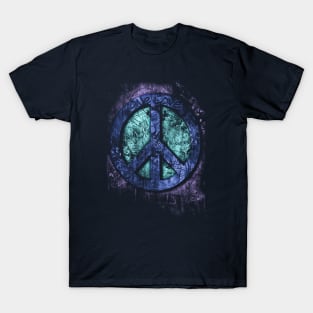 Psychedelic 3D Peace Sign - One Love - Graffiti - Grunge T-Shirt